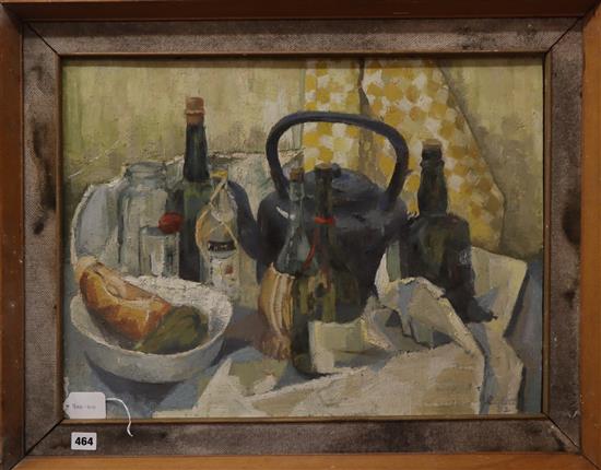 Brian Ricketts, oil on board, Table top still life, signed and dated 62, 45 x 60cm